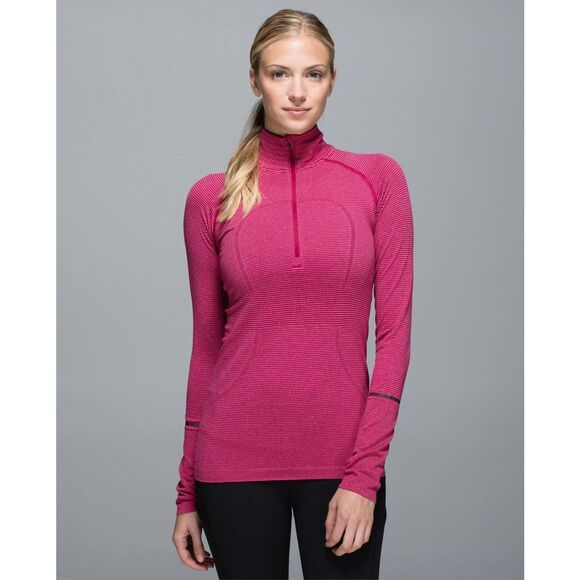 Lululemon Run Swiftly Tech 1/2 Zip Tonka Stripe Heathered Bumble Berry - Picture 2 of 13